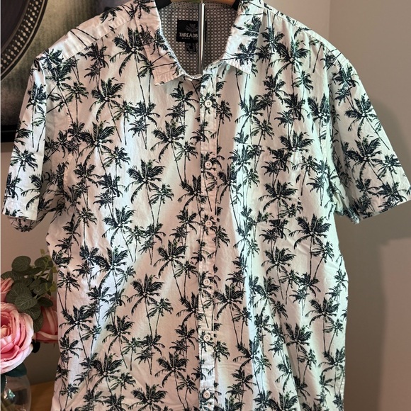 Threadbare Palm Tree Print Shirt XL Short Sleeve Tropical Summer Casual - Picture 1 of 4